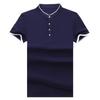2025 Men's Slim-Fit Stand-Up Collar T-Shirt: Casual, Solid Color, Short-Sleeve, Versatile Cotton for Summer