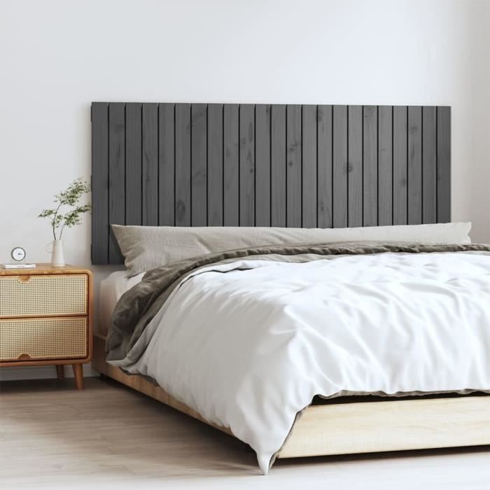 824845 vidaXL Wall-mounted Headboard Grey 147x3x60 Cm Solid Pine Wood