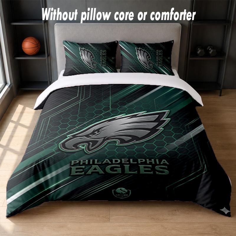 Set Biancheria da Letto Design Philadelphia Eagles 1 Copripiumino + 2 Federe Morbido Traspirante Biancheria da Letto per la Casa