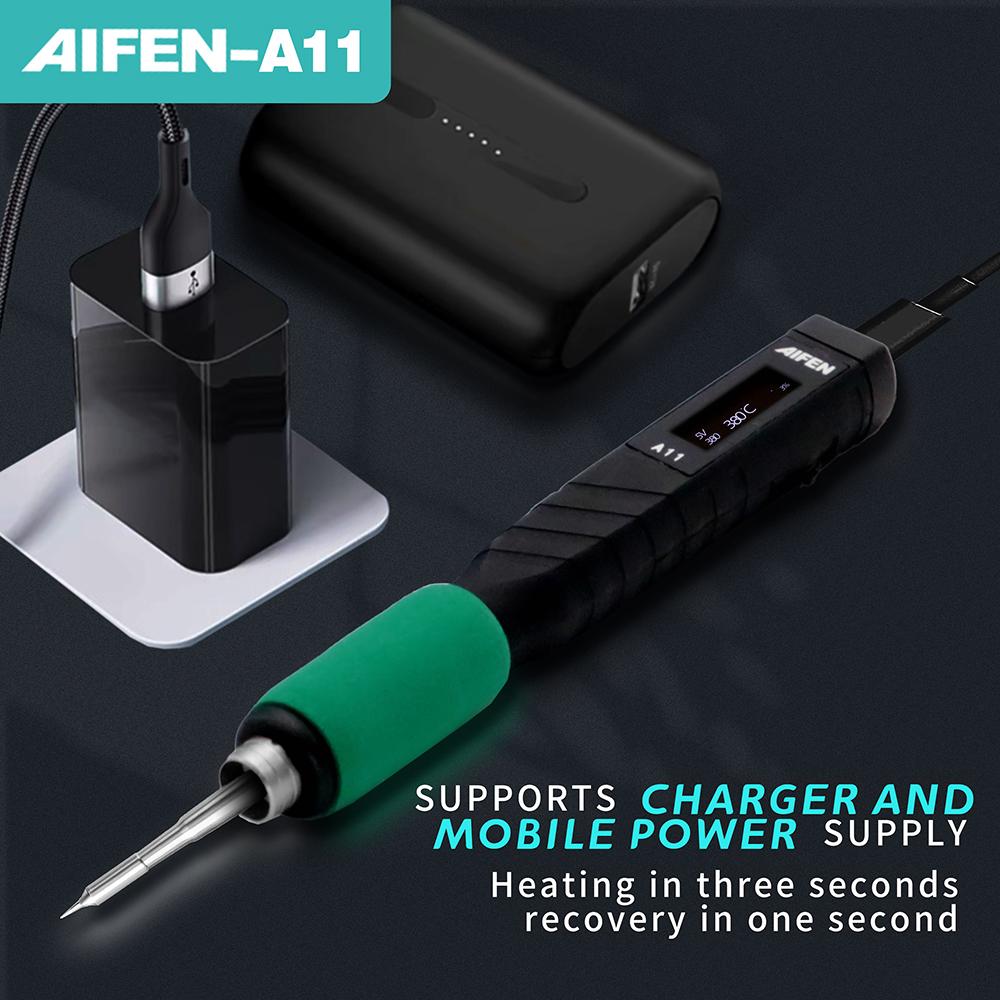 AIFEN A11 USB Soldering Station Charging Soldering Iron Portable For Cell-Phone Repair Welding Tools Compatible C210 Handle