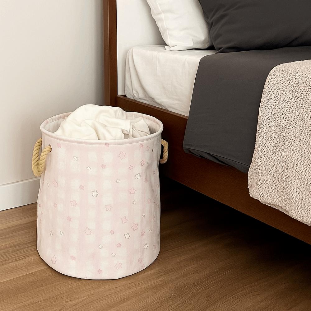 Cute Dirty Clothes Basket Round Shape Sundries Storage Basket Foldable Laundry Basket  Dormitory