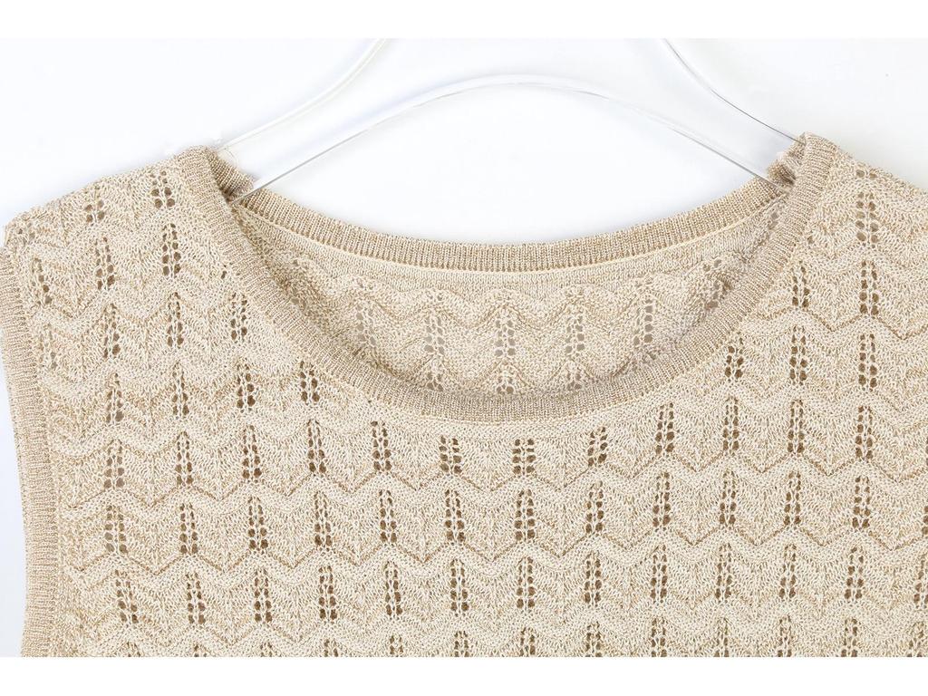 S Family Women's French Sweet Wave Striped Knitted Cardigan Vest Dress for Spring/Summer