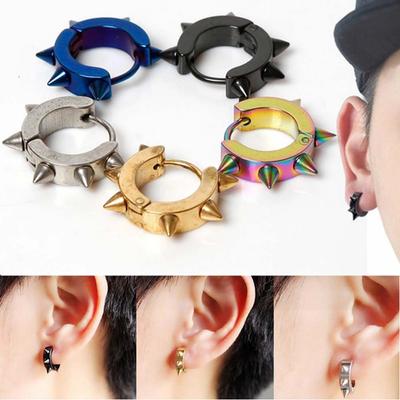 Pendientes de Acero Inoxidable Negro con Remaches Moda Gótica Pendientes de Presión Pendientes de Aro Accesorios