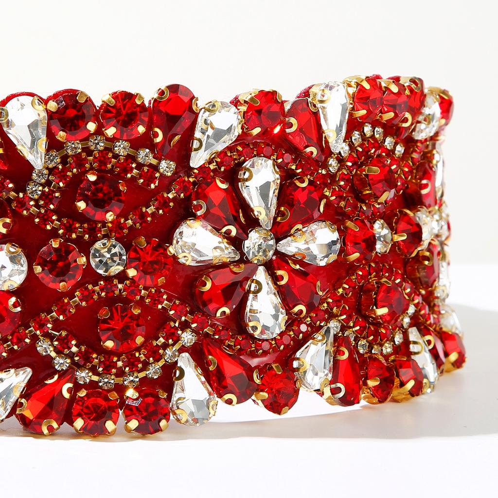 Luxuriöses Barock Voll Diamant Blume Haarband Glänzend Breite Kante Haarschmuck Für Damen Party Haarband Haarband Reifen Neu