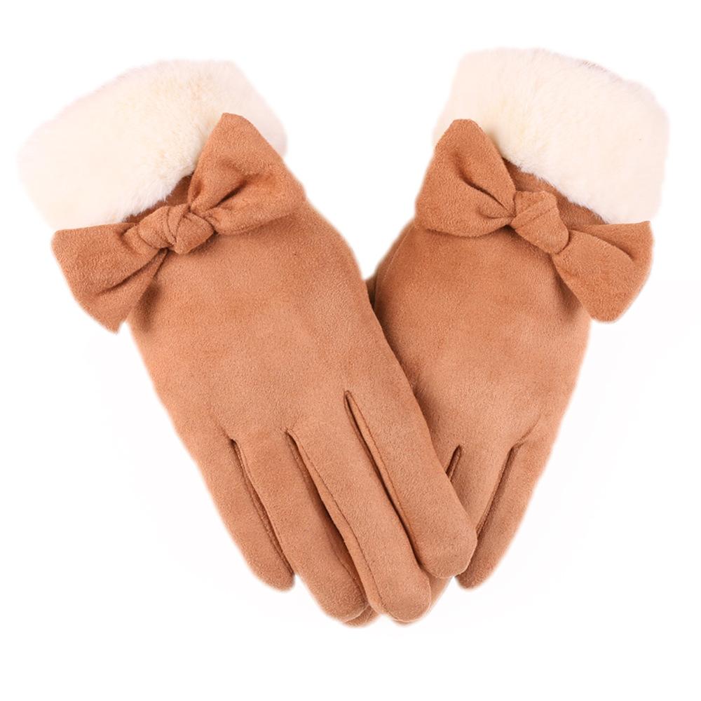 

Warm Gloves Suede Women s Student Cute Outdoor Riding Plus Fleece Thickened Cold Touch Screen Autumn and Winter Gloves One size