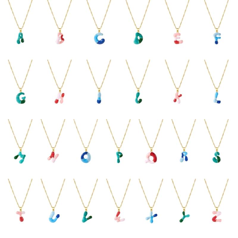Personalized Colorful Letter Alloy Necklace Adjustable Chain Everyday Wear Letter Pendant Chokers For Women Unique Gift