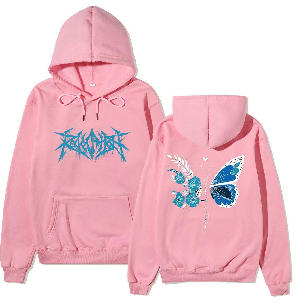 

European and American dark style hooded sweatshirt goth couple hip hop Harajuku large size men s and women s sweater XXXXL рожевий