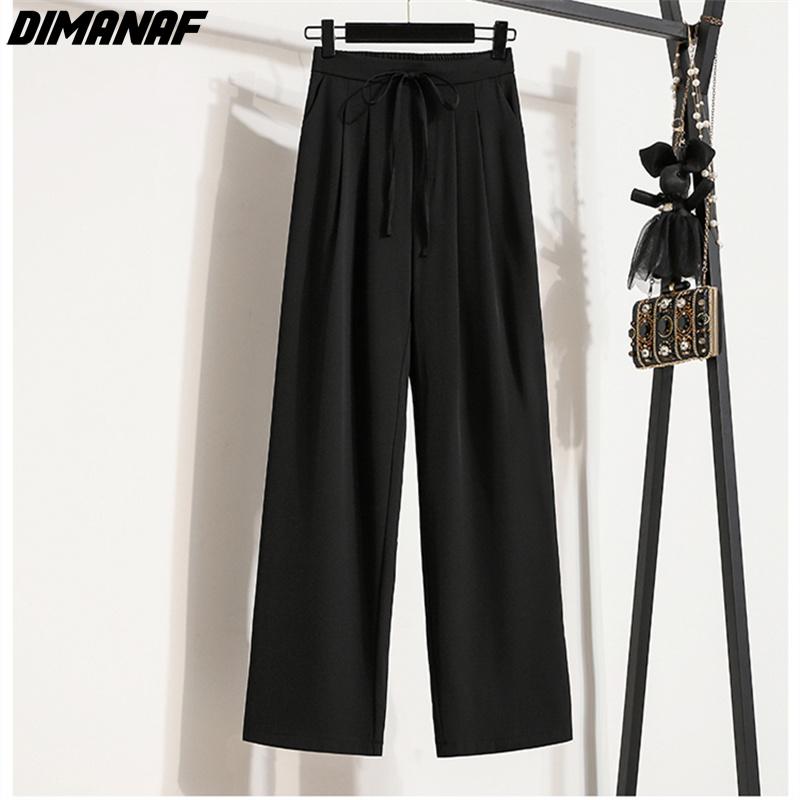 DIMANAF 2023 Summer Pants High Waist Women Straight Basic Pants Loose Casual Female Casual Trousers Pants 5XL
