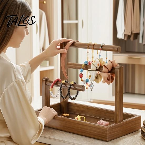 Jewelry Display Rack Wooden Headband Holder Stand, Hair Accessories Organizer Tray for Hairbands, Scrunchies, Wood Storage Ties, Bows & Clips,