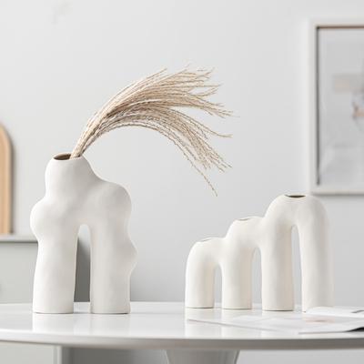 Internet Celebrity Simple Flower Arrangement Creative Letter White Matte Ceramic Vase Desktop Decoration Ornament Gift