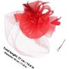 LIOOBO Fascinator Hat Headband with Mesh Plume Flower Detail Red Cocktail Tea Party Wedding Hat for Women and Special Occasion Accessories