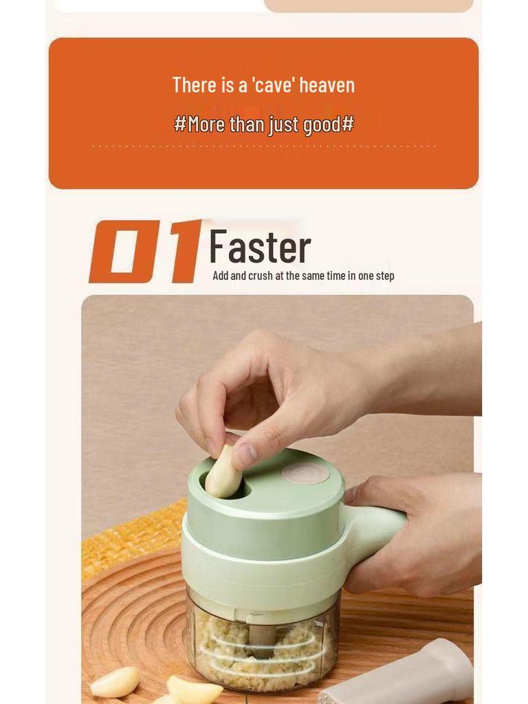 Wireless Electric Vegetable Cutter & Masher: Multifunctional Kitchen Appliance for Effortless Garlic and Food Prep