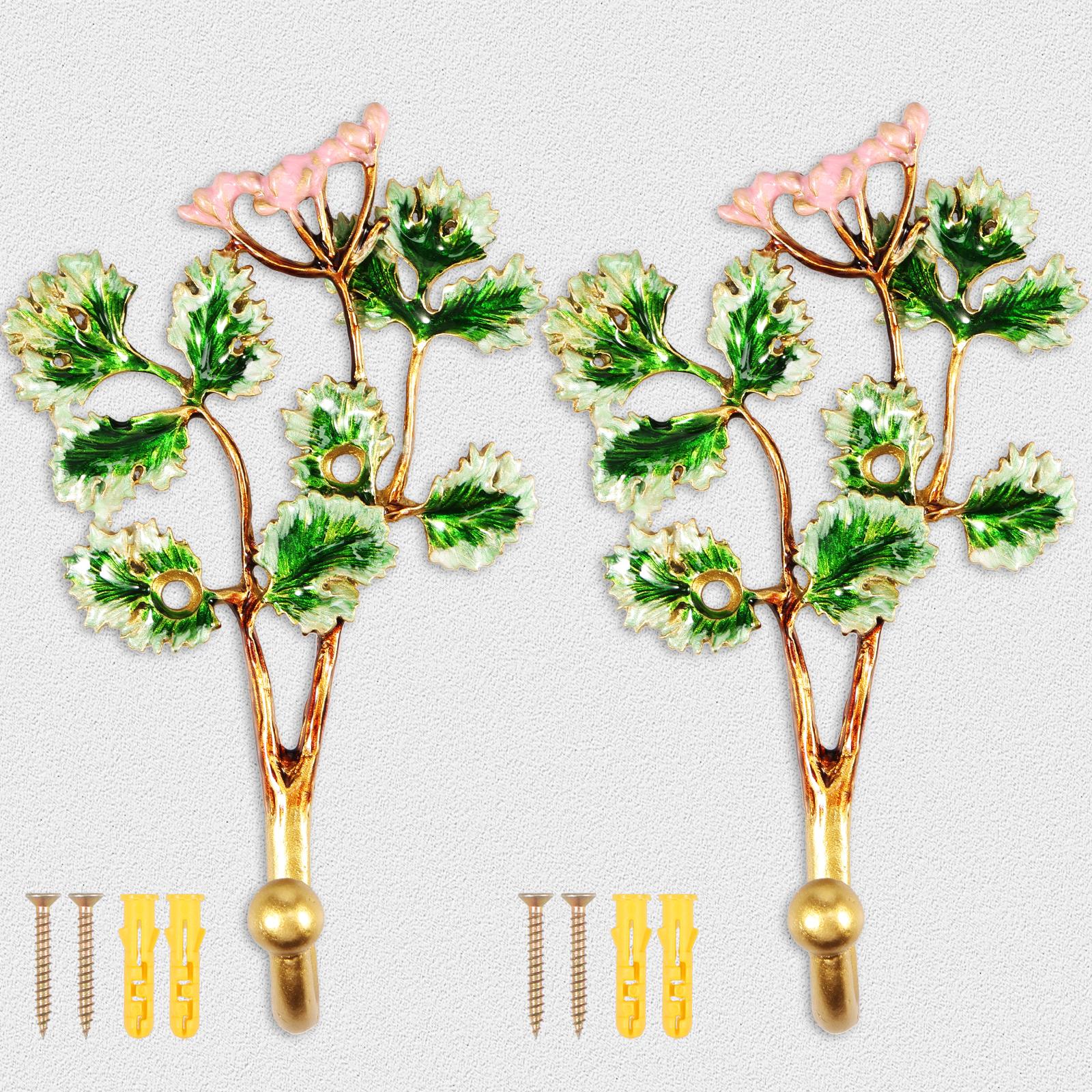 

2 Pcs Wall Hooks with 4 Screws Vintage Wall Hook Set Elegant Wall Hangers for Hanging Clothes Towels Keys Hats