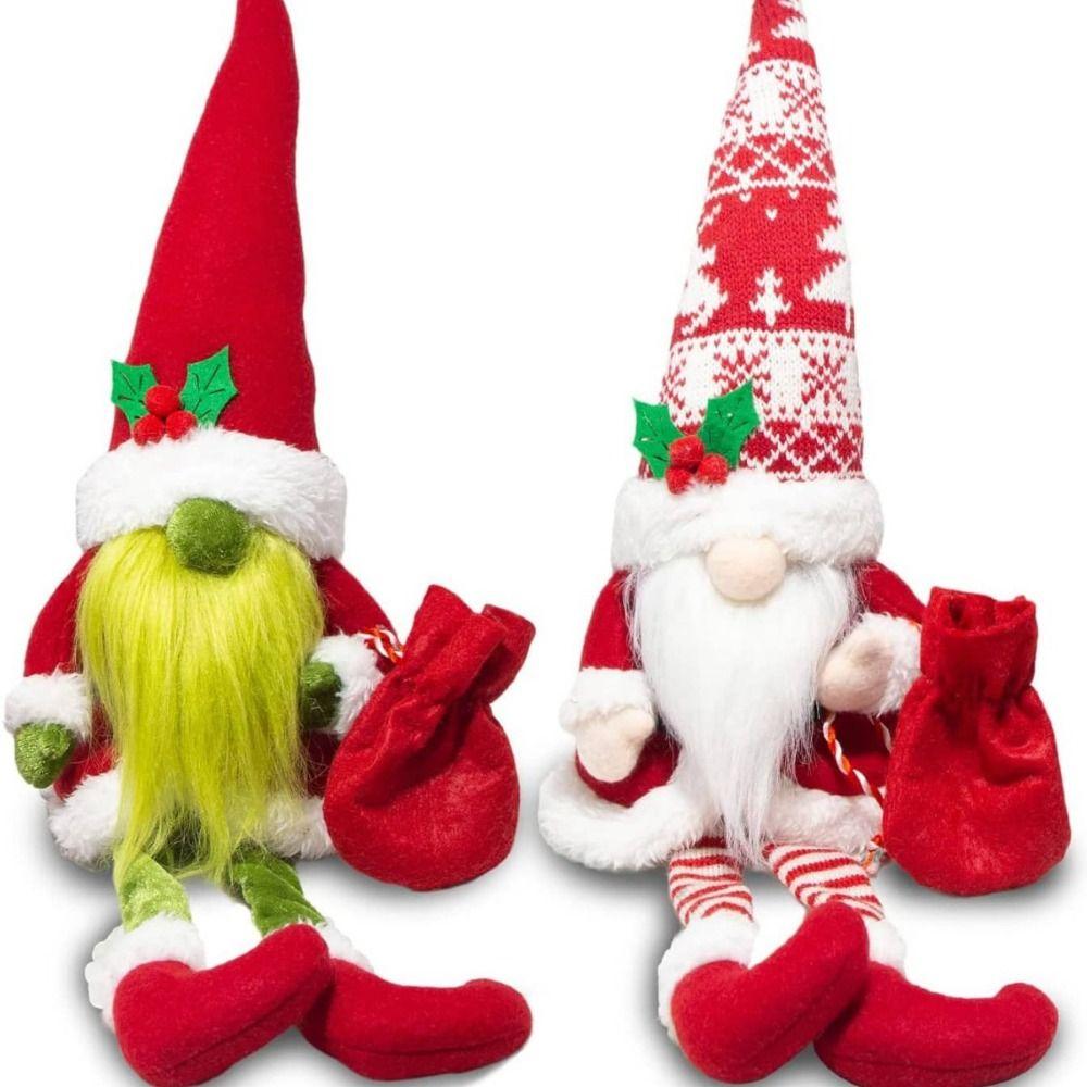 With Full Beard Sitting Long-legged Gnomes Old Man Ornament Plush Dwarf Doll Toys  Festival