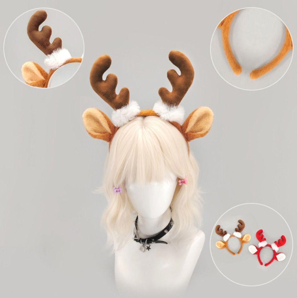 Plush Deer Ear Headband Antler Ear Detail Cosplay Hair Hoop  Dress Up