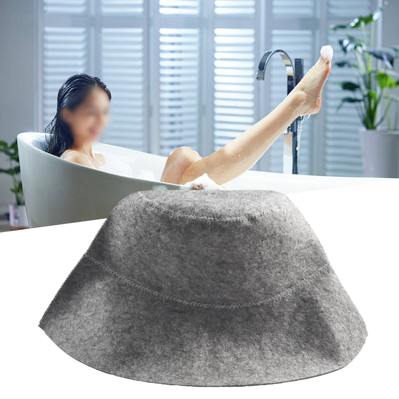 Мягкая войлочная шапочка для ванны, защита головы от перегрева gray