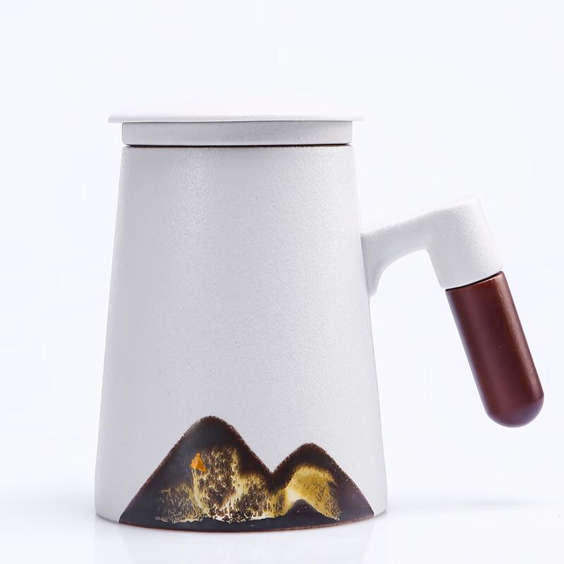 Ceramic Tea Infuser Mug with Wooden Handle