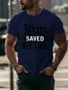 Unisex Cream Tee Jesus Saved My Life Faith Religious Text Graphic Print Crew Neck Short Sleeve Summer Casual Male Cotton Street Top