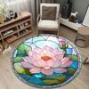 Chic Round Christmas Multicolor Rug Mat, Non-Slip Floor Mat for Office