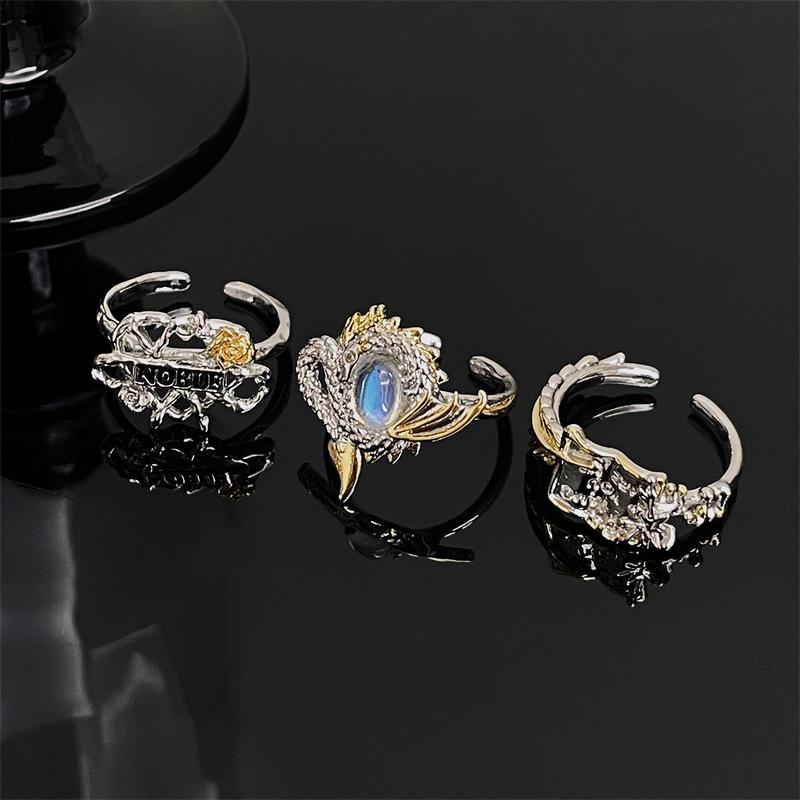 Niche Design, High-End Sweet And Cool Index Finger Ring, Embossed Domineering Dragon Ring, Personalized Love, Rose Open Ring.