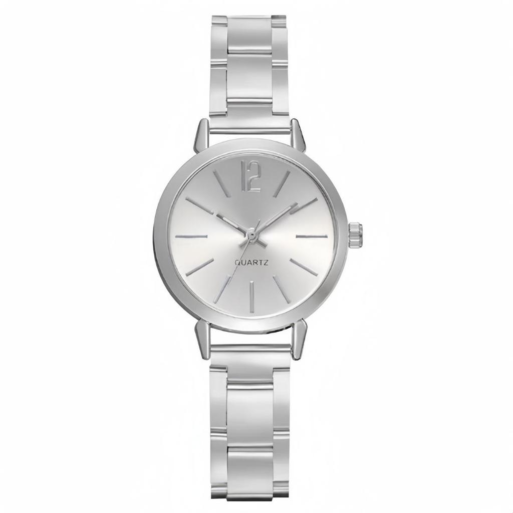 Women's Trendy Stainless Steel Quartz Watch & Bracelet Set