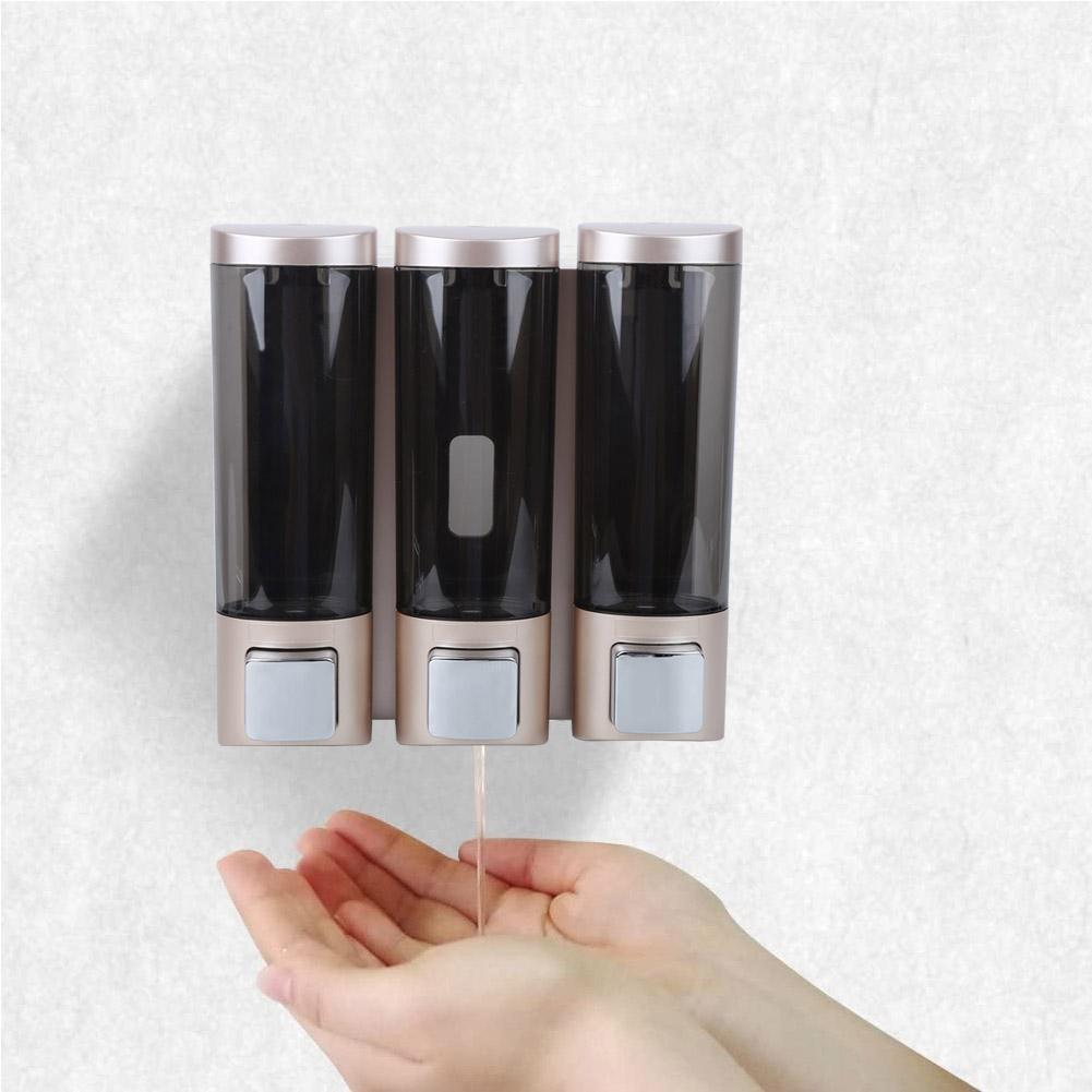 3x 200ml Manual Soap Dispenser WallMounted Three Chamber Shampoo Box Shower Gel Container
