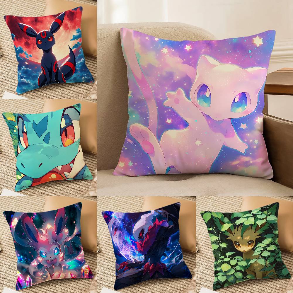 Pokemon Electric Type Collection Anime Plush Pillow Cover Soft Short Plush Cushion Cover For Sofa Bedroom Decor Gift