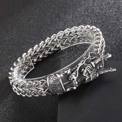 Pánský náramek Dragon Head Animal Punk Designér z nerezové oceli Cool Viking Trendy Heavy Jewelry Gift
