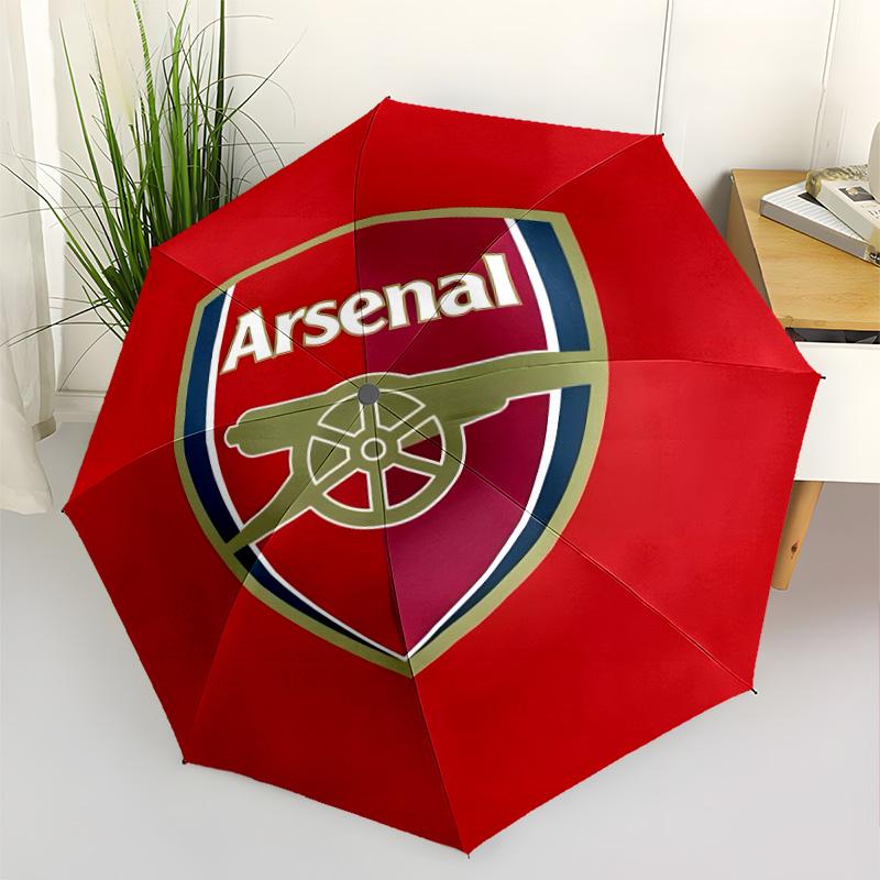 Arsenal Football Club Crest Automatic Umbrella Compact 8-Rib Lightweight Foldable Design Perfect for Outdoor Adventures Outdoor Accessory