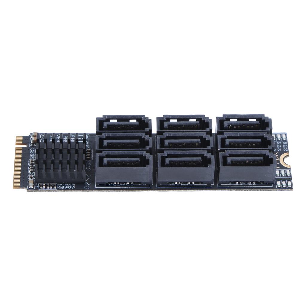 M.2 M KEY Nvme To 9 Ports SATA 3.0 Adapter 6Gbps M.2 To SATA 3.0 Riser Card PCIE 3.0 X2 Hard Disk Capacity for Desktop PC