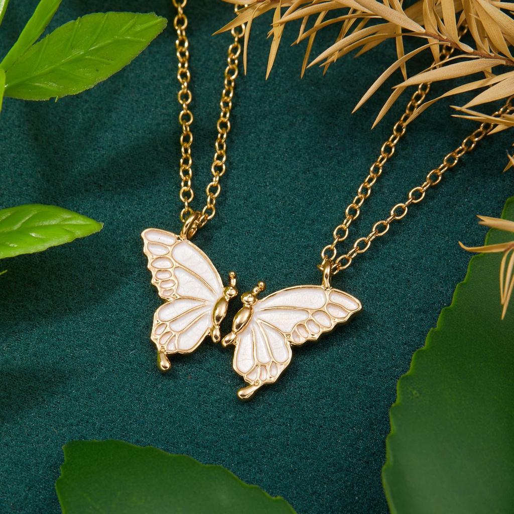 iF ME Simple Stacked Butterfly Pendant Necklace for Women Gold Chain Choker Jewelry Fashion Accessories