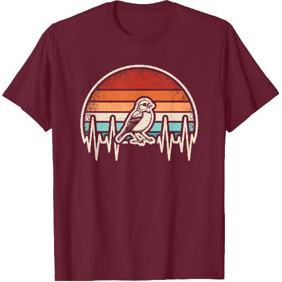 Bird Heartbeat Retro Bird Lover Birdwatching Birding Men T-Shirt