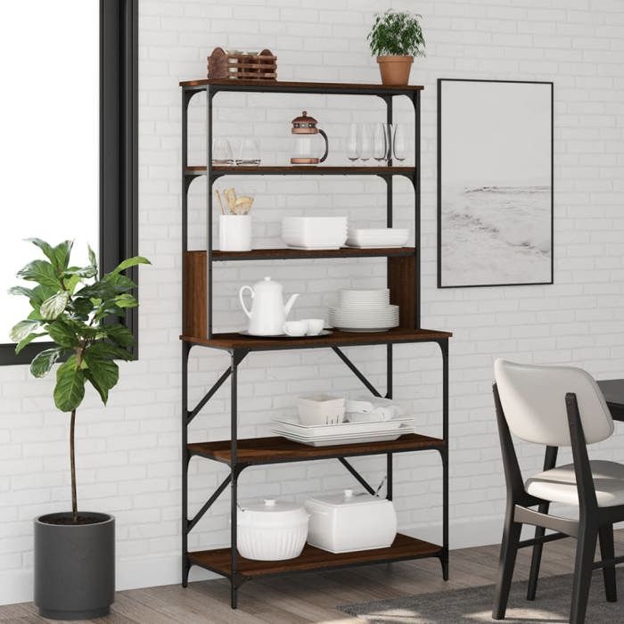 Support de boulanger - vidaXL - 6 niveaux - Bois d'ingénierie - Métal - Marron