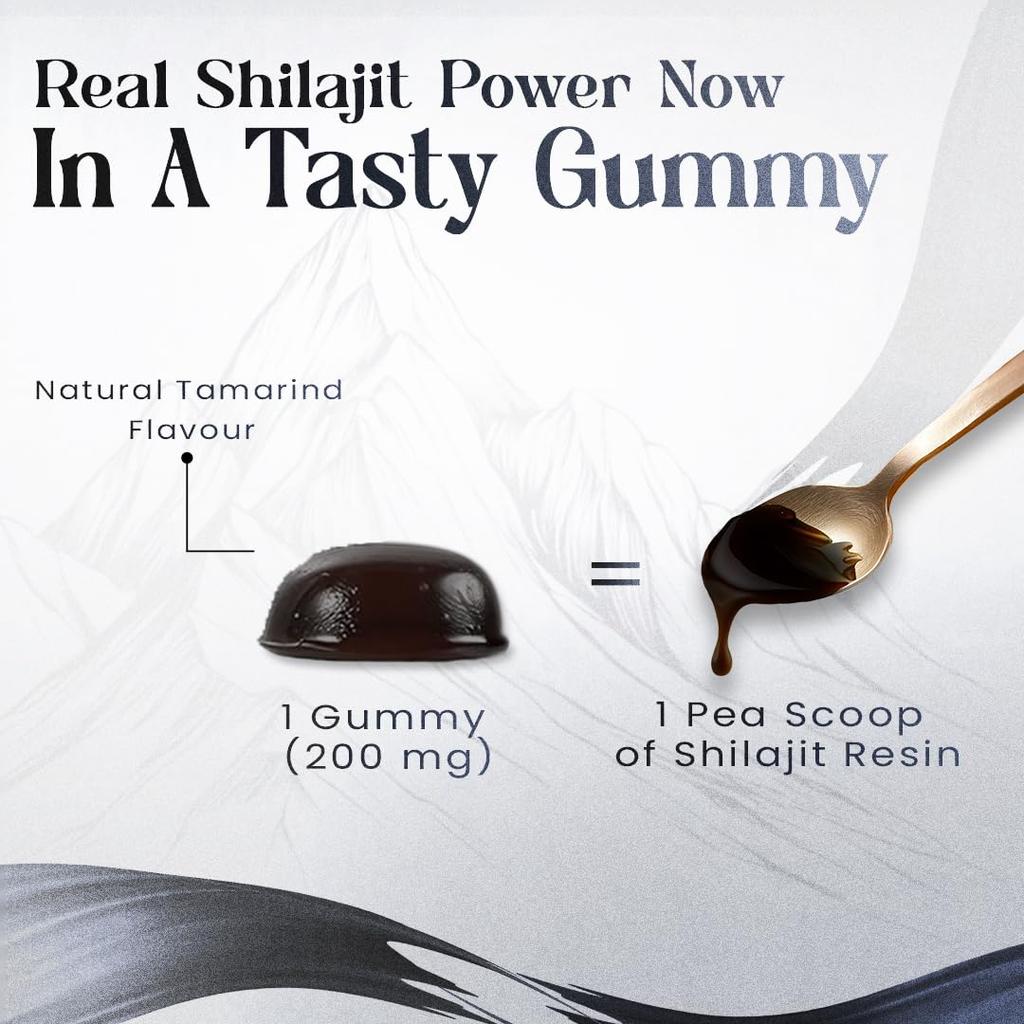 SESA Gommose Shilajit Himalayano 200mg Con Oltre 70% di Acido Fulvico Per Energia, Forza, Resistenza | Senza Zucchero | Confezione Singola | Uomini e Donne