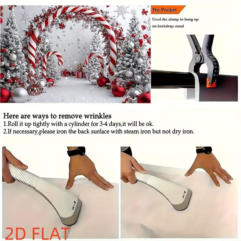 2D Flat Candy Cane Christmas Backdrop Cloth for Xmas & Holiday Themed Photoshoot Decor