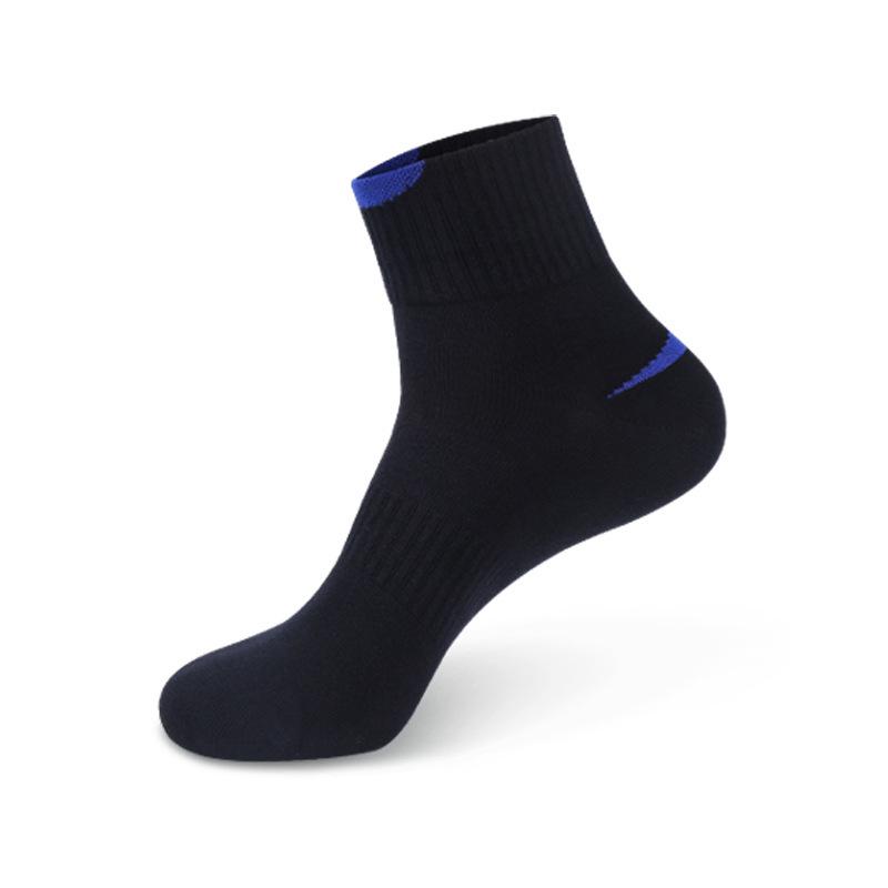 Sweat-Absorbent Mid-Calf Cotton Socks - Men's Casual Sports, Badminton & Running - Spring/Autumn Style, Odor-Resistant for Teens & Students
