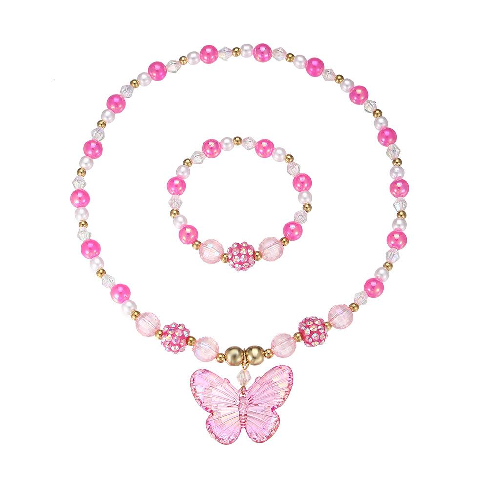 

Новое ожерелье на ключицу для девочки, ожерелье принцессы с цветным кристаллом циркония, ожерелье-браслет с бабочкой из циркония для детей розовый