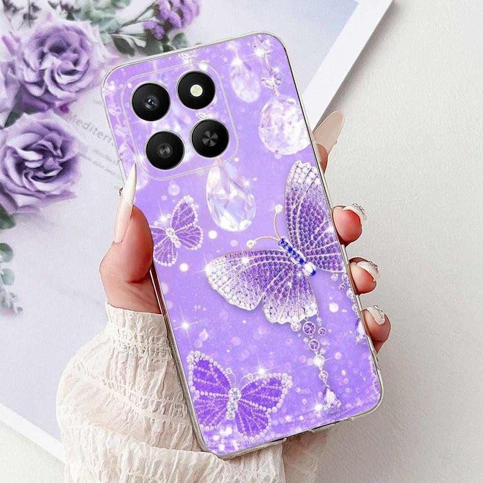 For Honor 400 Smart 2025 Case Fashion Bamboo Flower Soft Silicone Clear Bumper Protective Cover For Honor 400 Lite ABR-NX1 Funda