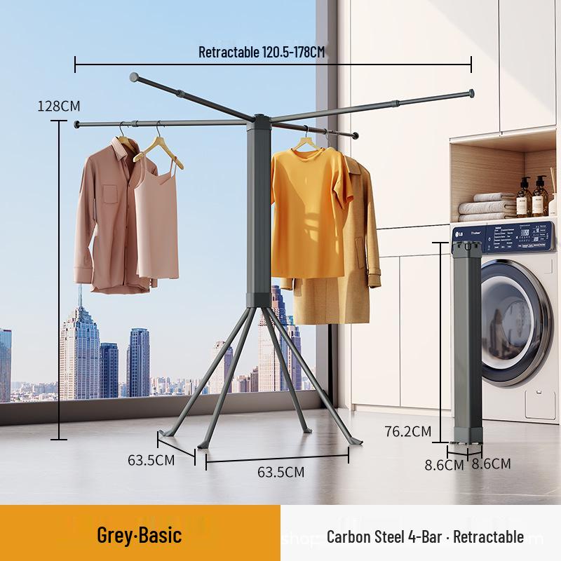 Multi-functional Retractable Floor-standing Folding Clothes Rack for Indoor & Balcony Use