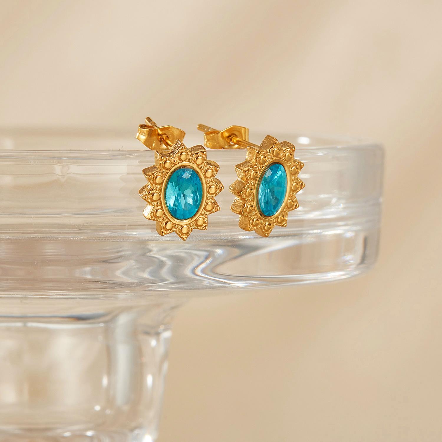 

Retro Geometric Zircon Stud Earrings - Stainless Steel, Fashionable & Versatile