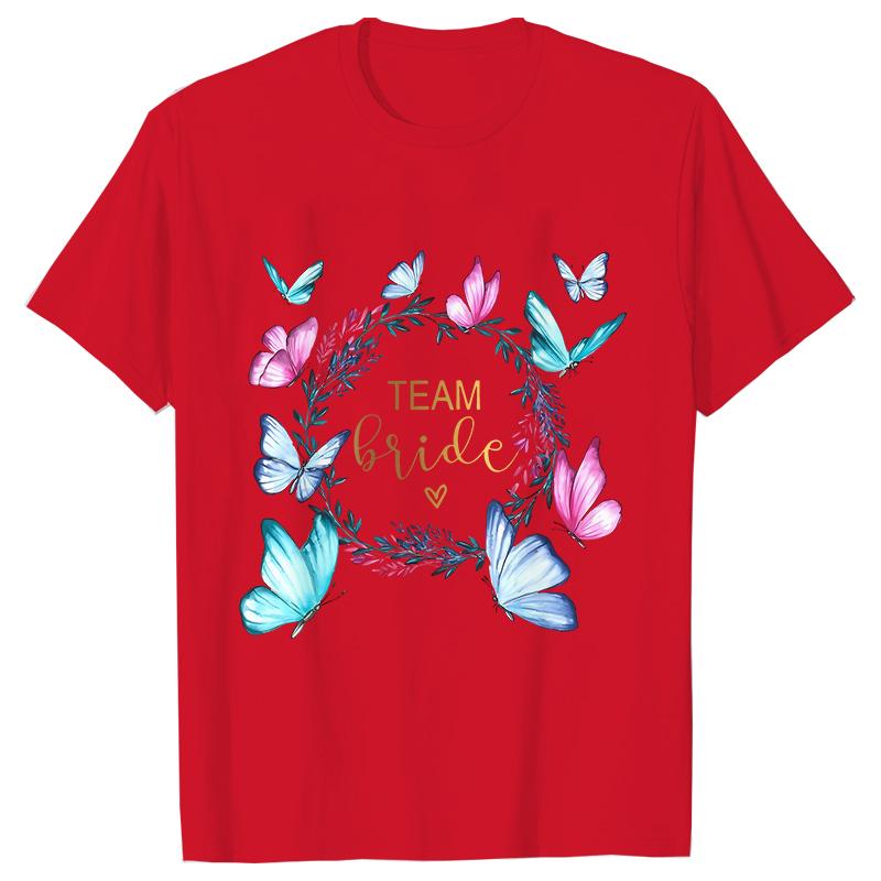Fashion Bridal Wedding Party T-shirt Team Bride Bridesmaid Shirts Unisex’s Bachelorette Single Farewell Party Flower Wreath Tees