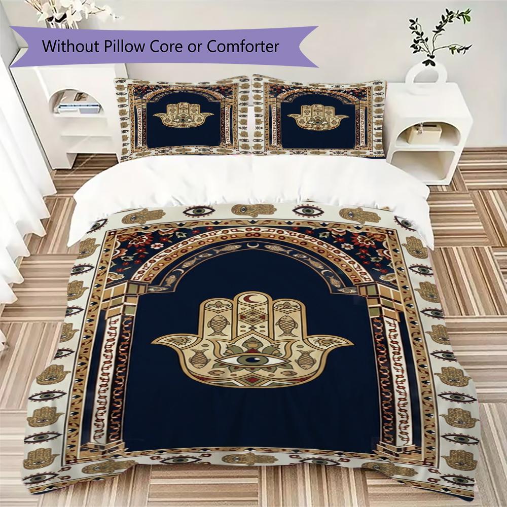 Hand of Fatima Pattern Bedding Uilt Set Uilt Cover Pillowcase Home Decoration Birthday Gift (1 * Duvet Cover + 2 * Pillowcase Without Core)97
