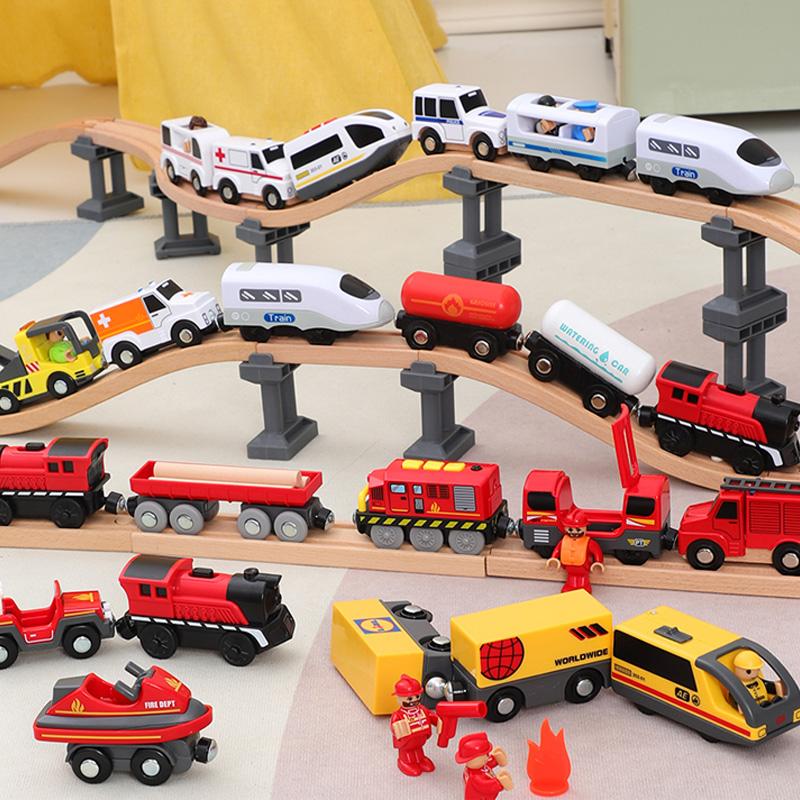 Battery Operated Action Locomotive Train Magnetic Connection Powerful Train Set Fit for Wooden Trains and Tracks Kids Gifts