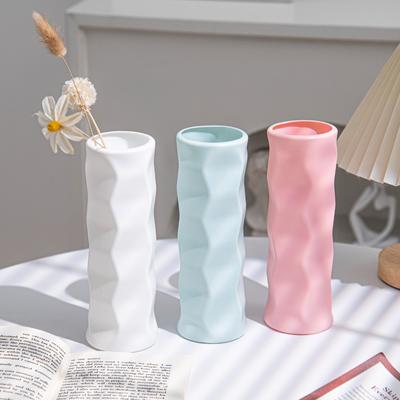 Nordische Minimalistische Geometrie Vase Weiß Rosa Blau Plastikvase Imitation Keramik Blumentopf Frischblumengesteck Dekoration