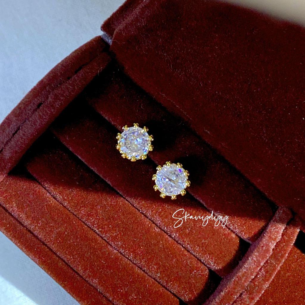 Eleganckie kolczyki sztyfty z moissanitem 1-karatowym w kształcie korony - Super błyszczące w stylu diamentu wysokowęglowego