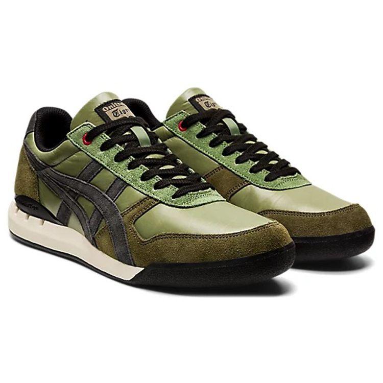 ONITSUKA TIGER Ultimate 81 Leather Round Toe Lace-Up Durable Low-Top Lifestyle Sneakers Unisex Sneakers Olive-Green 1183B640-300