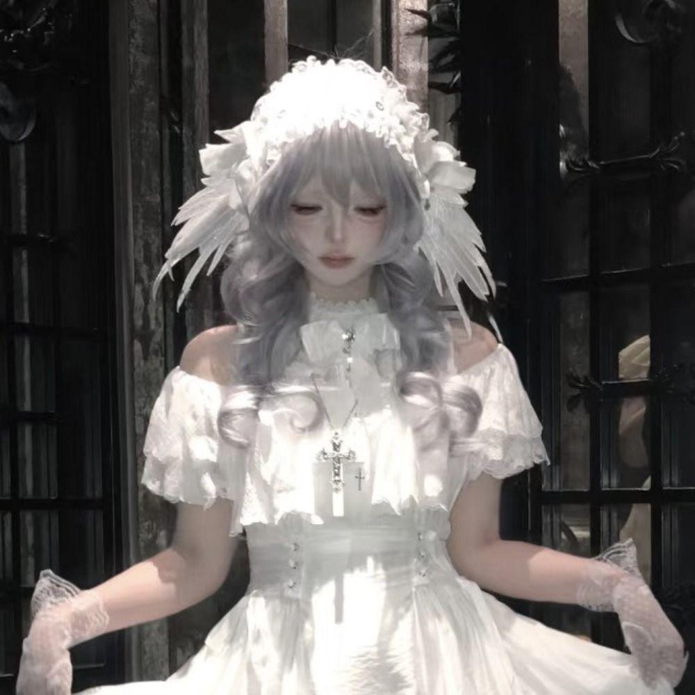 Y2k Lolita Wings Lace Headband Spicy Girl Lolita Hair Clip Cute Cosplay Headdress  Girls