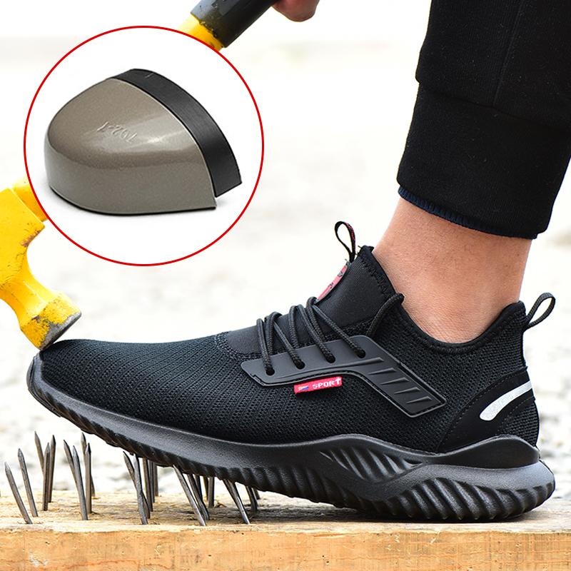 Safety Shoes Men With Steel Toe Cap Anti-smash Men Work Shoes Sneakers Light Puncture-proof Indestructible Shoes Tactical Boots