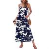 2026 Elegant European & American Spaghetti Strap Long Printed Dress with Pockets