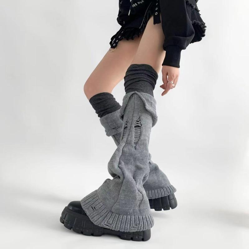 Wool Ball Knitted Foot Cover New Lolita Sweet Girl Leg Warmer Knit Socks Women Autumn Winter Heap Heap Socks Cute Ripped Sock